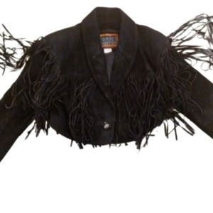 Vintage 1977 Daniel Marcus Suede Bolero Cropped Fringe Trim Jacket 14-Small